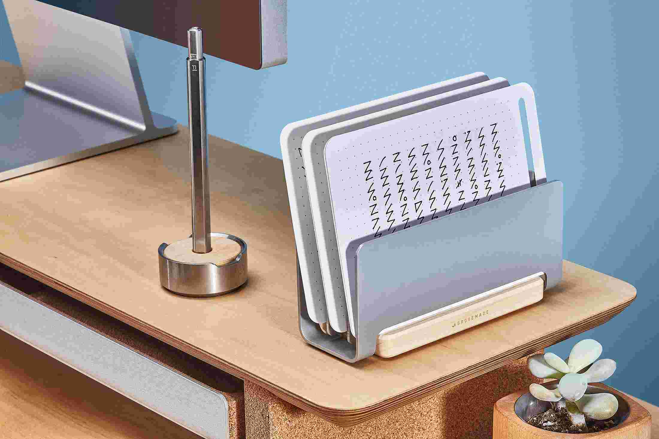 The Maple Vertical Organizer with notes filed into three separate divisions.