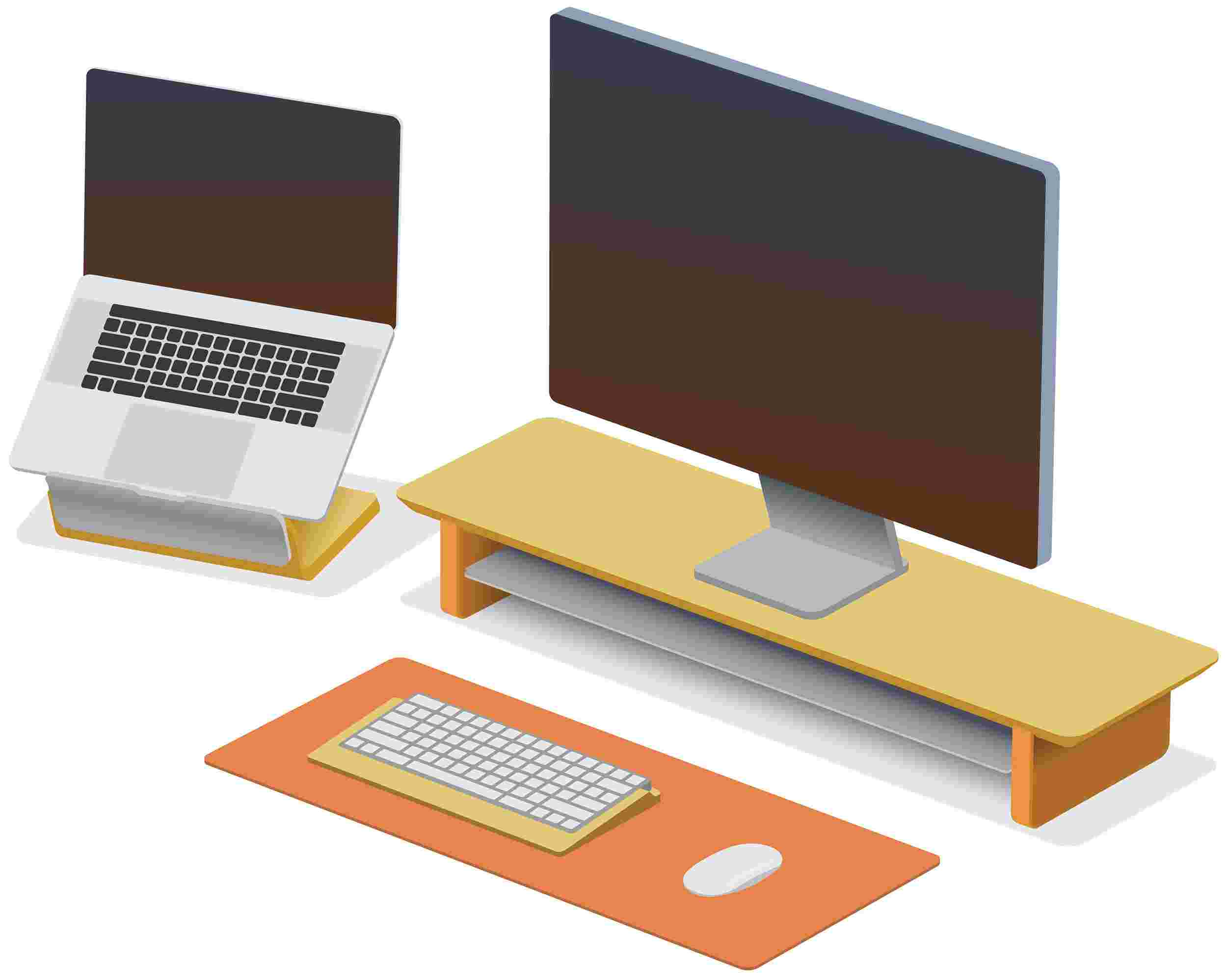 The small Matte White Desk Shelf with 24 inch iMac for small desktops.