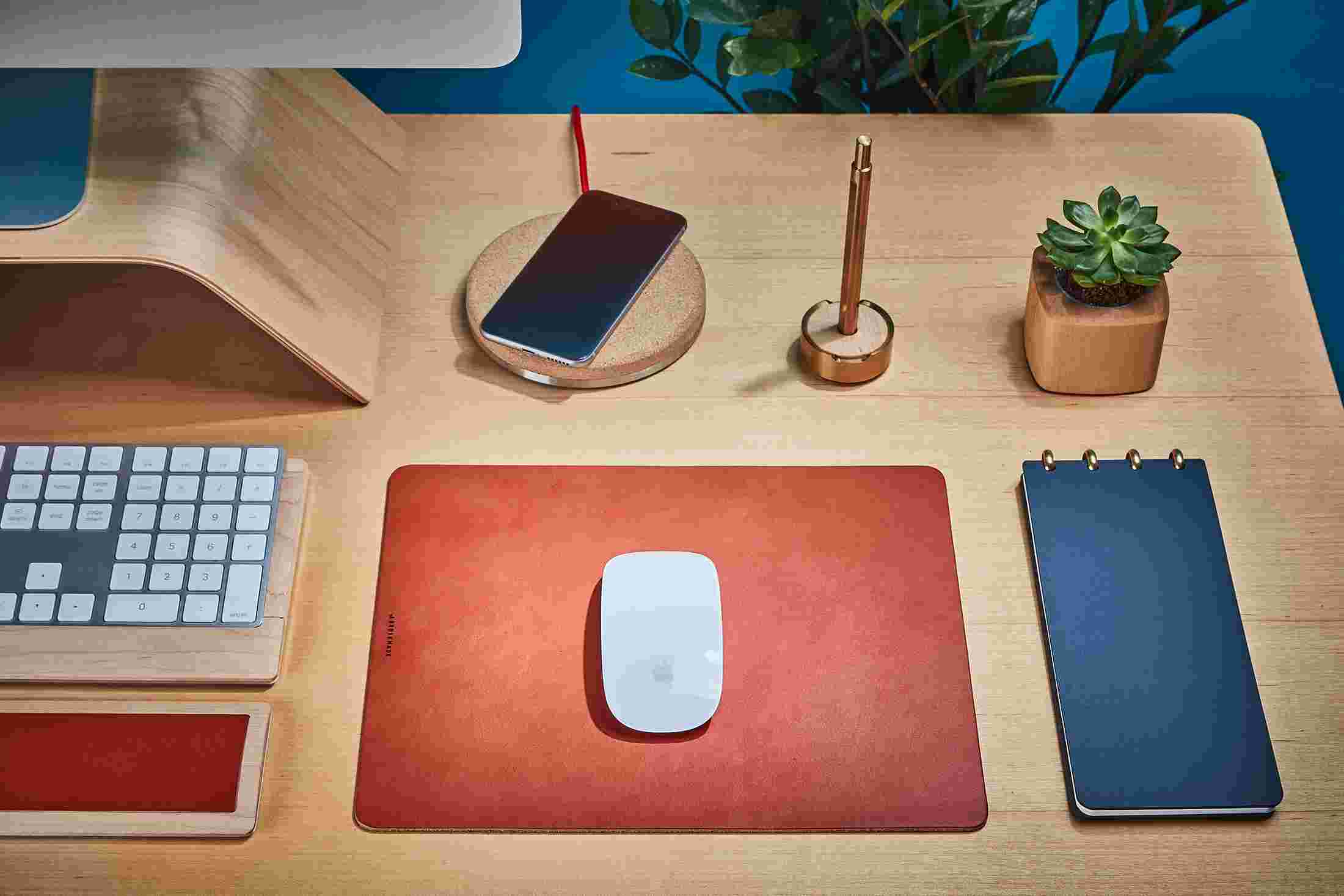 Premium natural leather mouse pad.