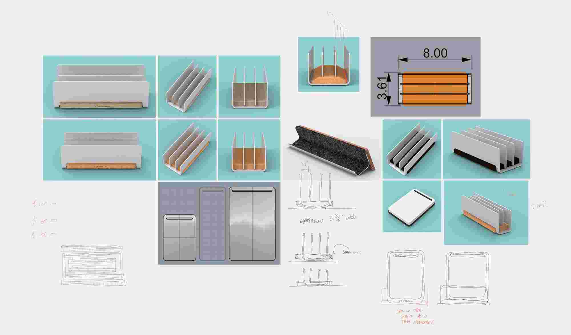 3D model mockups of the Vertical Organizer.