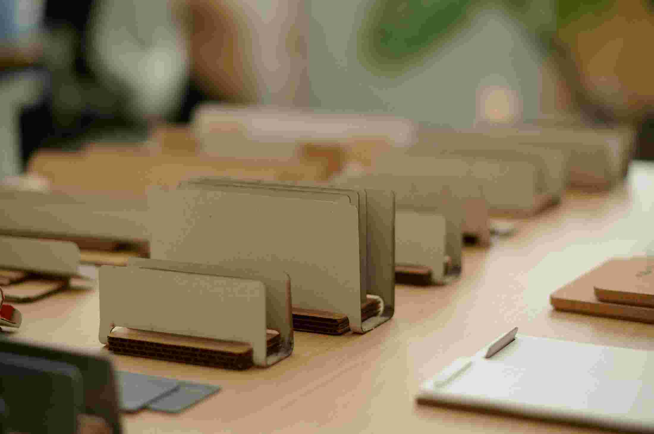 Chipboard mockups of the vertical organizer.