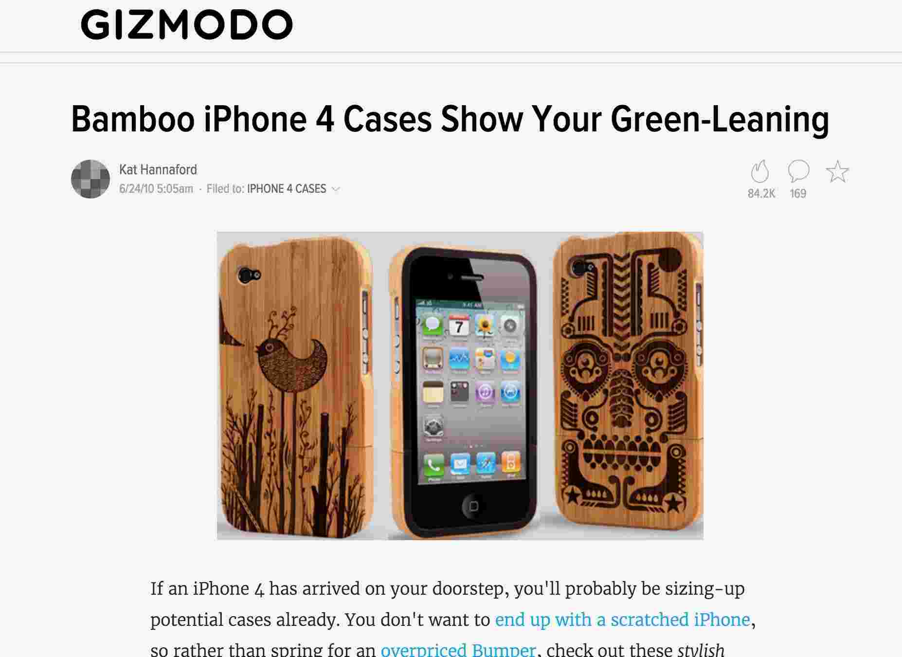 Gizmodo article featuring grovemade iphone cases