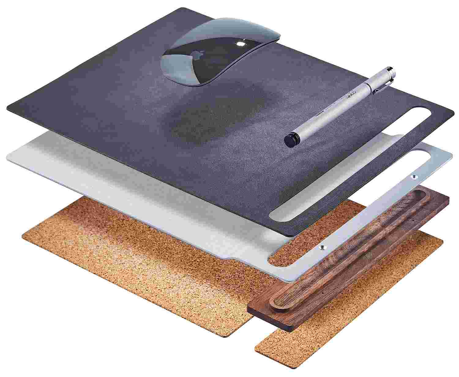 Leather & Wood Mousepad with Pen Tray | Grovemade®