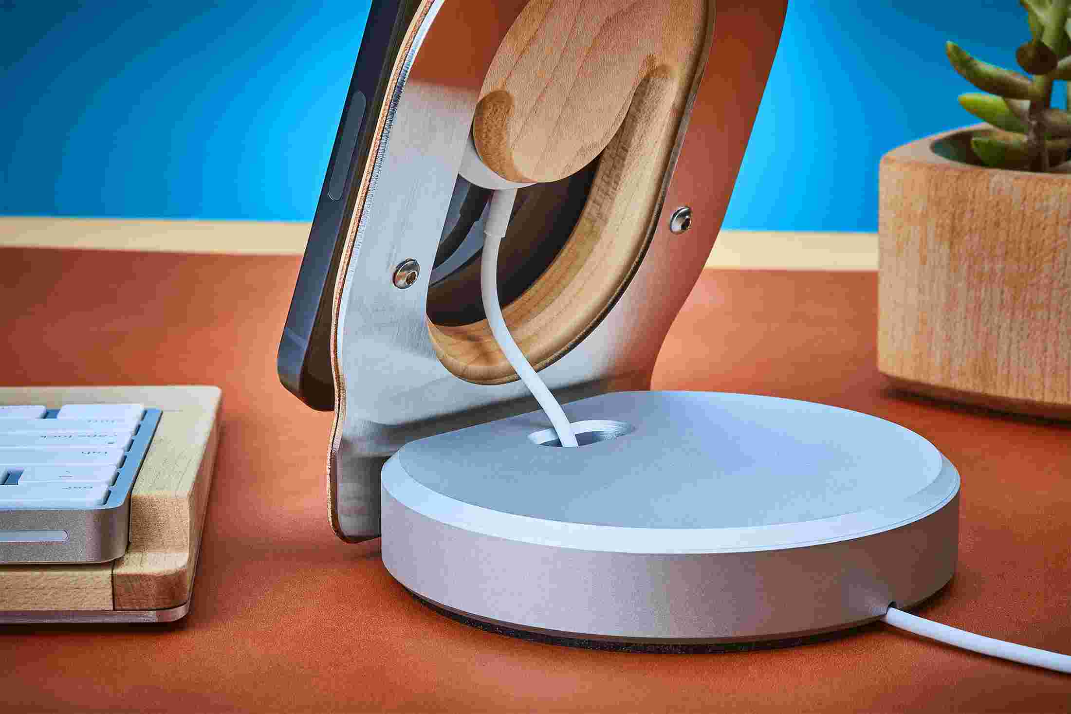 Rear view of the Maple MagSafe Stand's cord management.