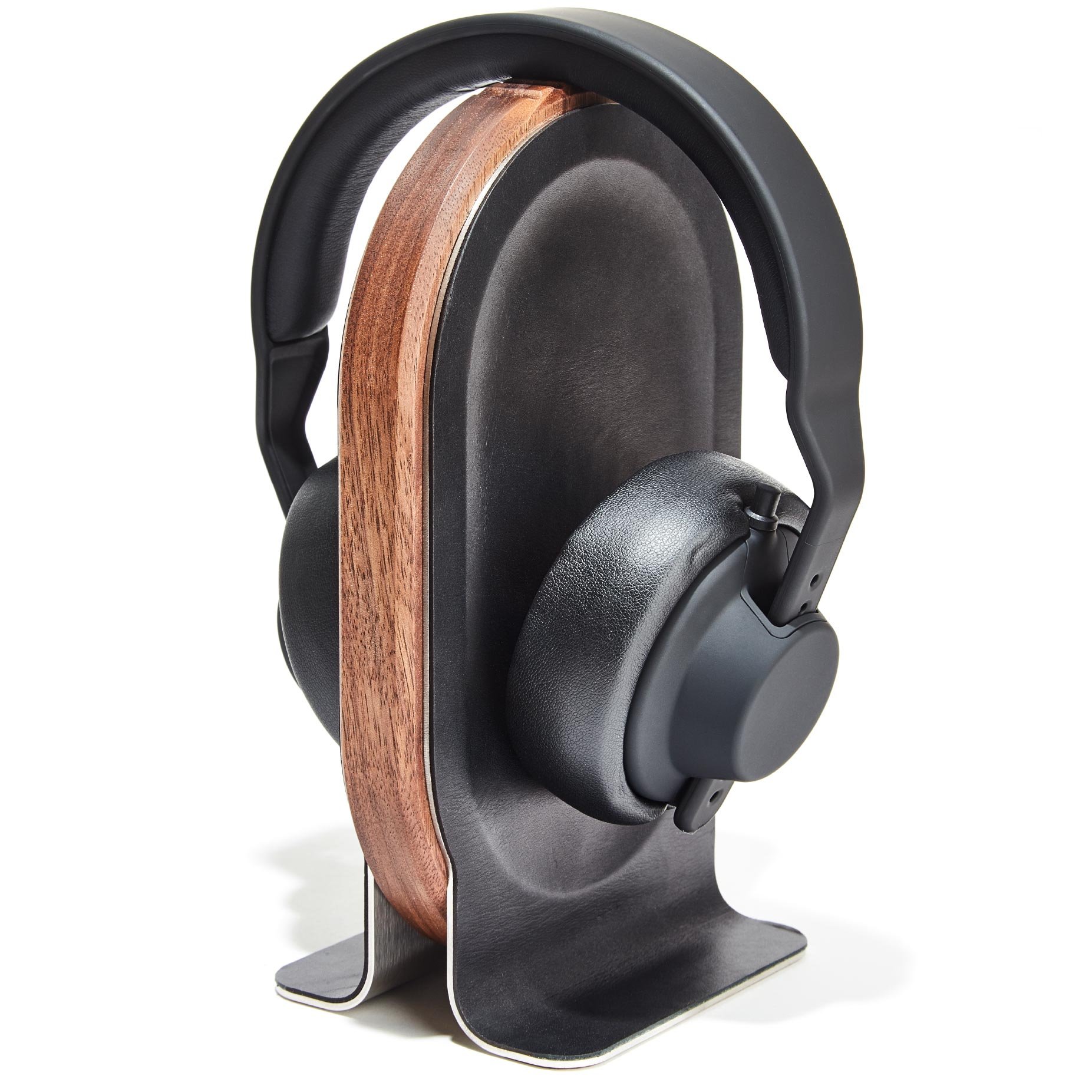 ヘッドホン GROVEMADE Wood Headphone Stand Blackened Wooden Headphone Stand - Wood & Leather | Grovemade®