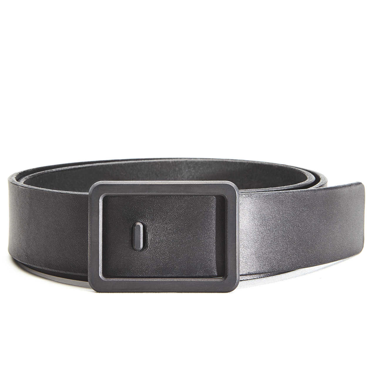 Minimalist Black Belt Solid Stainless Steel Black Buckle and Leather Strap